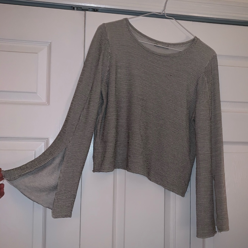 Zara Black and White Waffle Shirt